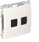 Priză computer RJ45, categoria 6, dublă cu capac antipraf (modul), montaj cu cleme sau șuruburi, alb