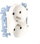 Double socket outlet with earthing, with shutters (module) 16 A, 250 V ~, screw terminals, white Simon10