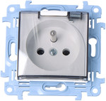 Plug socket for IP44 version with a seal - transparent flap (module) 16 A, 250 V ~, screw terminals, white Simon10