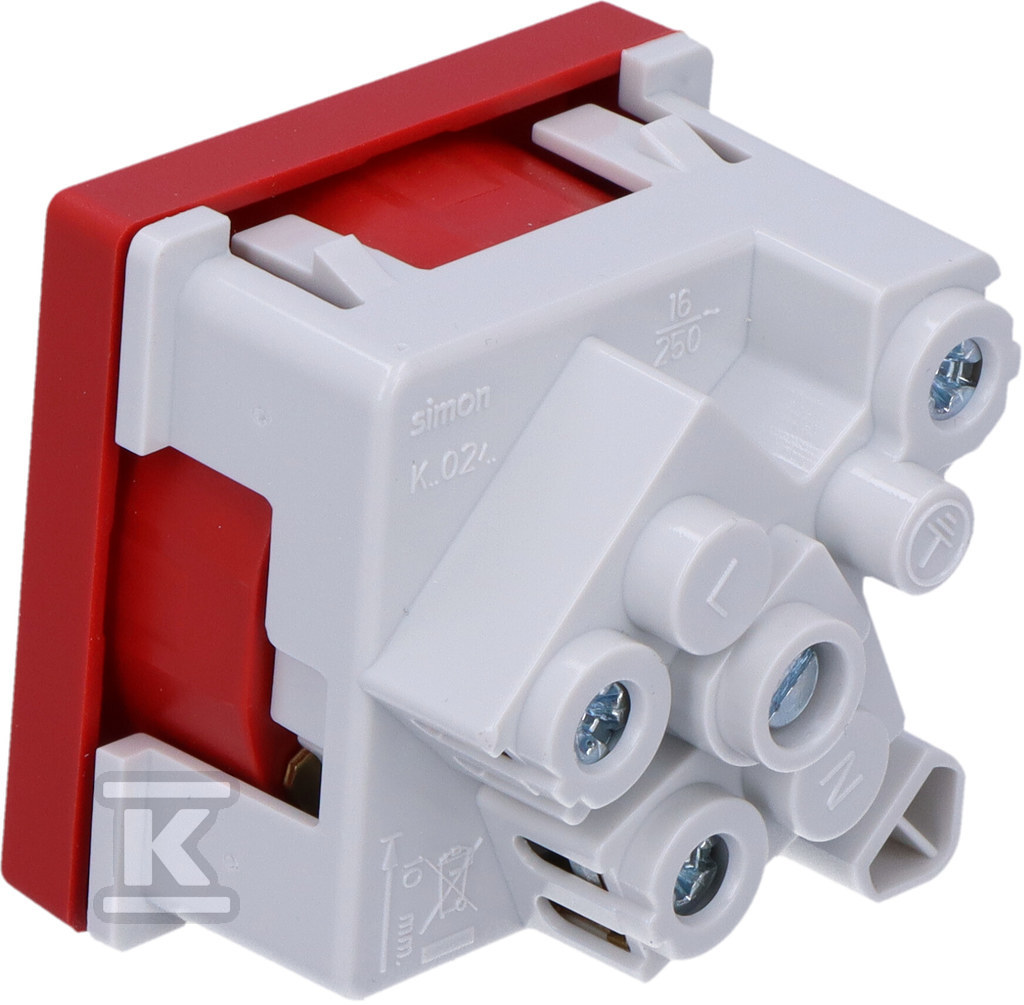 Розетка К45 із заземленням 16A/230V~, - K02/6
