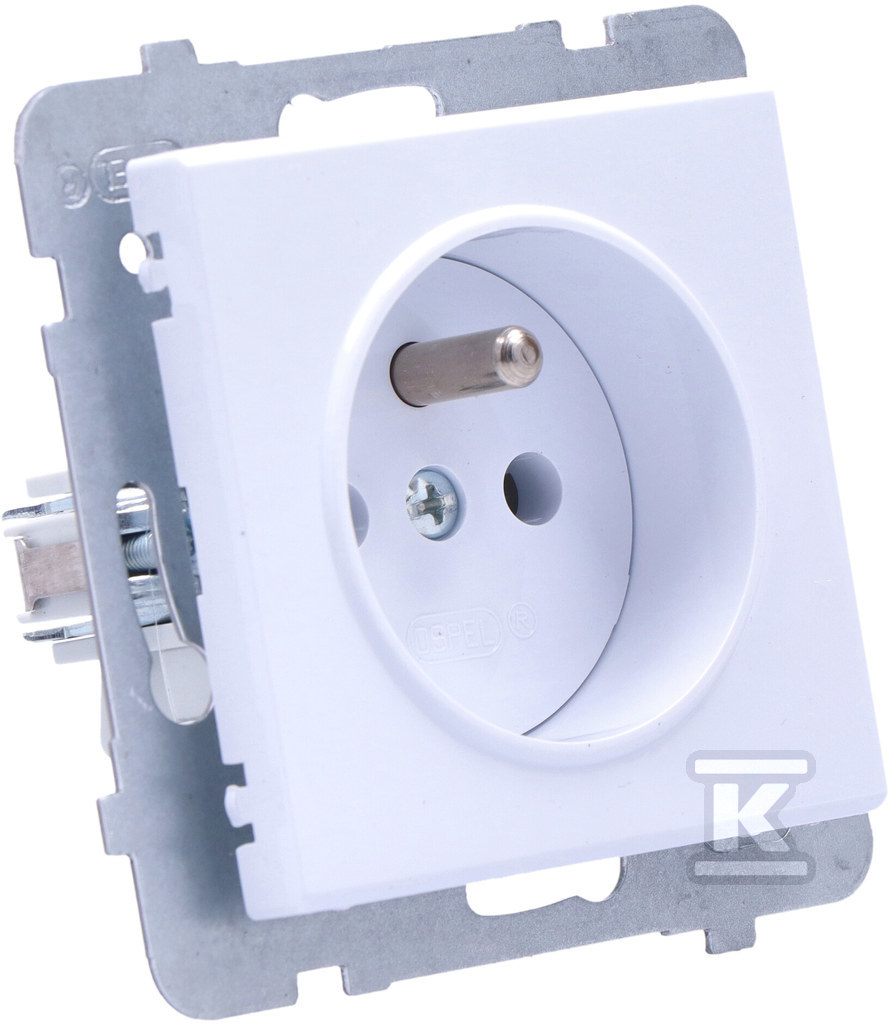 Single socket with earthing, white - GP-1RZ/M/00