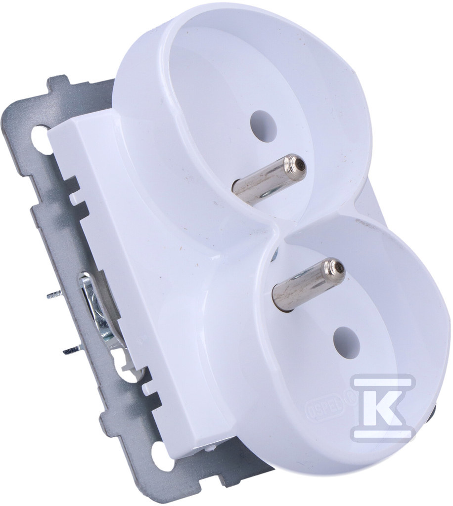 Double socket with earthing, white - GP-2RRZ/M/00