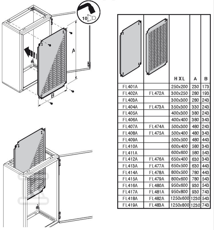 Płyta montażowa metalowa, 443x780 mm - FL415A