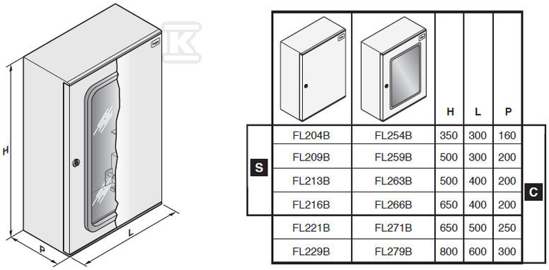 Obudowa poliester 350x300x160 mm, IP66, - FL254B