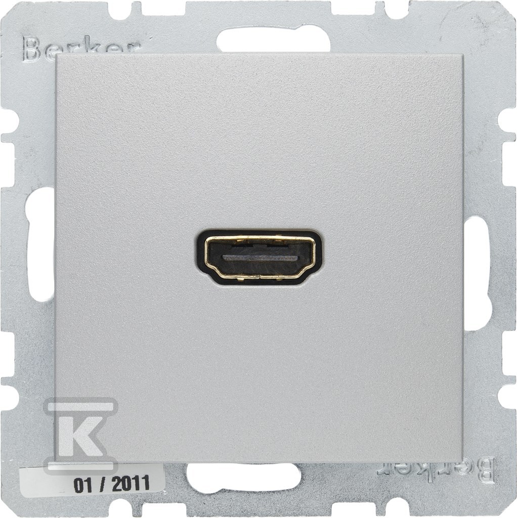 Gniazdo HDMI z przyłączem 90° alu, - 3315431404