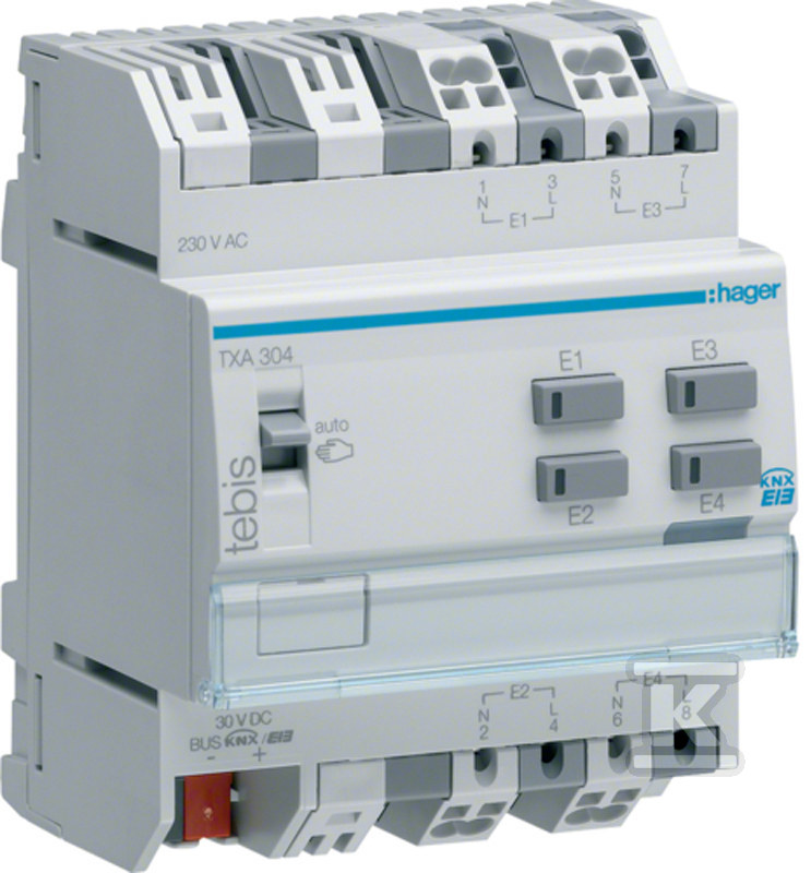 Wejście binarne 4-krotne, 230V AC, KNX - TXA304