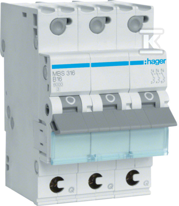 Wyłącznik nadprądowy Icn=6000A 3P B 16A - MBS316