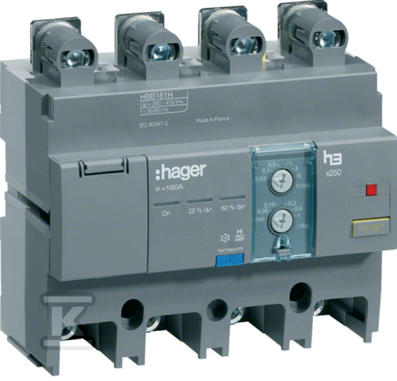 4P 160A RCD (Residual Current Device), adjustable HBB161H - Onninen ...