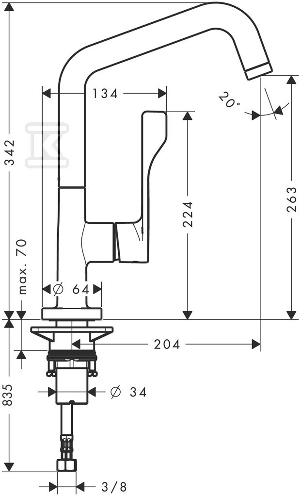 Bateria zlewozmywakowa Hansgrohe Axor - 39850800