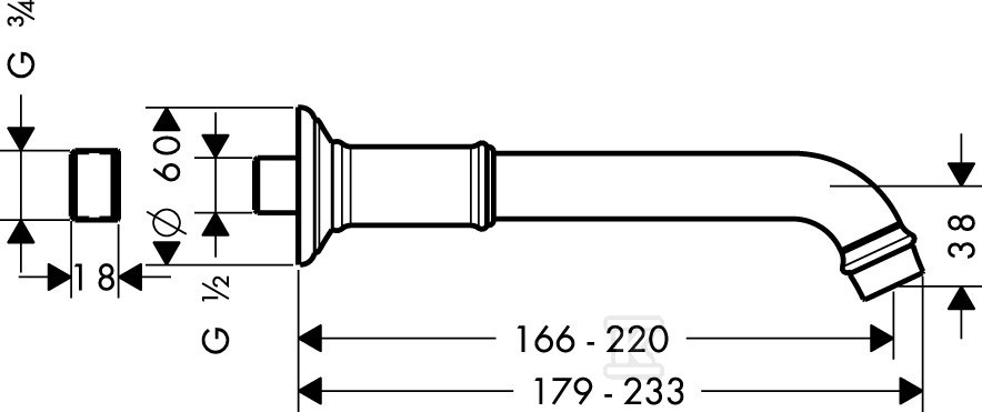 Wylewka wannowa Hansgrohe Axor Montreux - 16541820