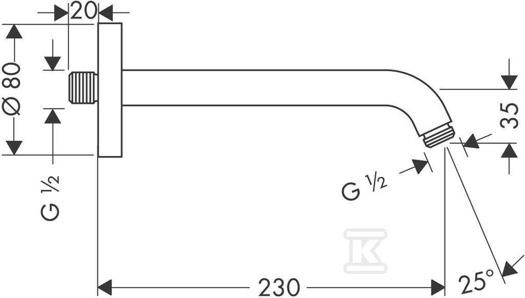 Ramię prysznicowe Hansgrohe DN15 chrom - 27412000