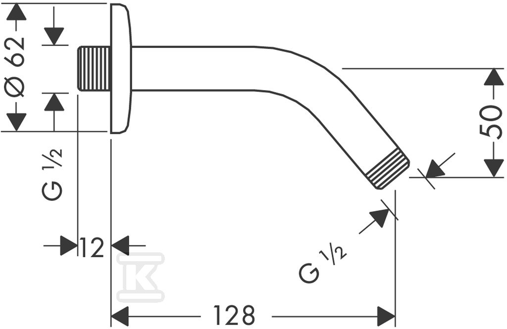 Ramię Hansgrohe 140 mm DN15 chrom - 27411000