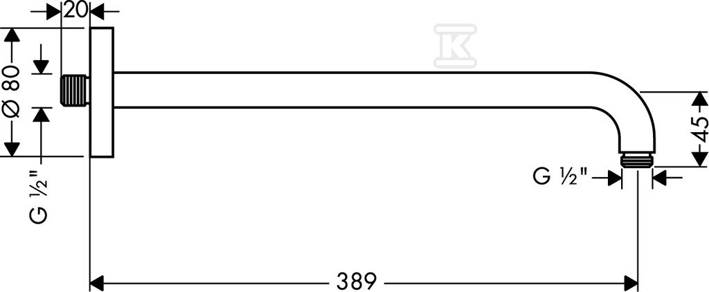 Ramię prysznicowe Hansgrohe DN15 chrom - 27413000