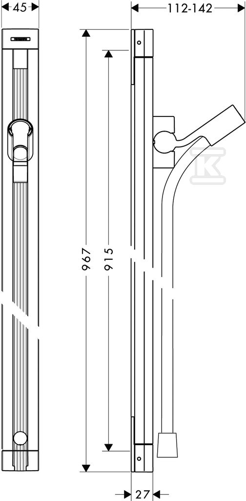 Drążek prysznicowy Hansgrohe Raindance - 27636000