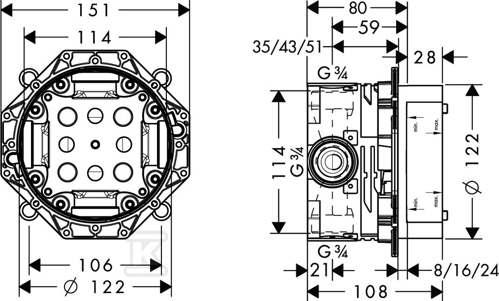 Hansgrohe podomítkové tělo iBox - 01800180