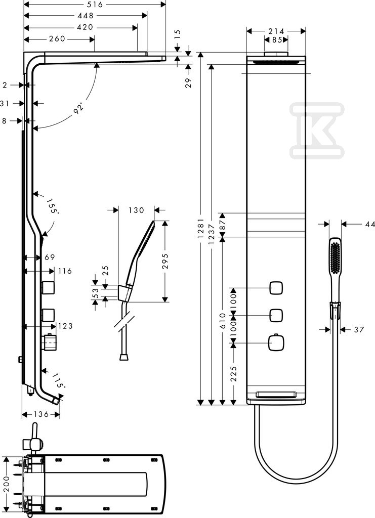 Raindance Panel prysznicowy Lift 180 - 27008400