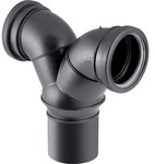 Trójnik PE Silent-db20 HT 110x90/90 przyłączeniowy rozgałęźny, do podłączenia dwóch muszli wiszących WC, sanitarny, do kanalizacji wewnętrznej niskoszumowej, kolor czarny