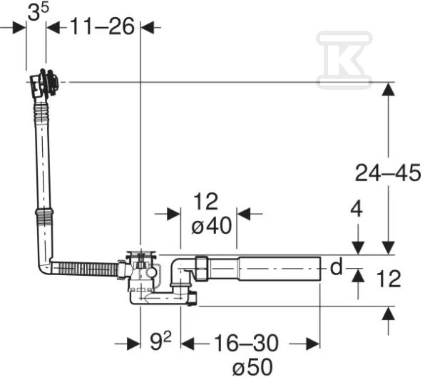 Badewannensiphon mit automatischem - 150.520.21.6