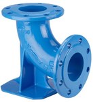 Alloy elbow / fitting "N" short DN80 d110, PN16, pipe-flanged, for water, for hydrant, for PE and cast iron pipes, GJS-ductile iron (series 5049)