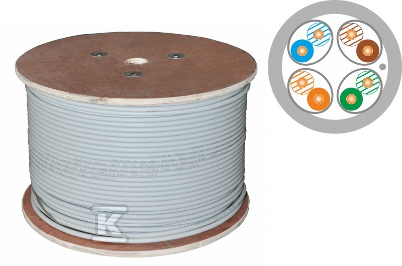 U/FTP cable cat.6A LSOH 4x2x23AWG Dca 500m - 550 MHz (10Gb/s) 25-year warranty, quality tested by INTERTEK laboratory