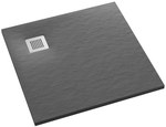 Brodzik kompozytowy "Kalait" Stabilsound Plus Grey Stone 80x80x3,5 cm kwadratowy z maskownicą M2