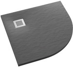 Brodzik kompozytowy "Kalait" Stabilsound Plus Grey Stone 90x90x3,5 cm R55 półokrągły z maskownicą M2