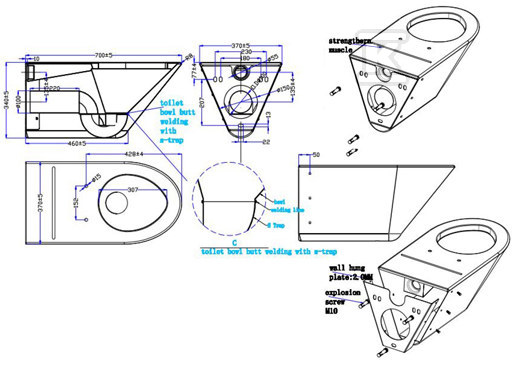 Hanging toilet for the disabled, - L650754