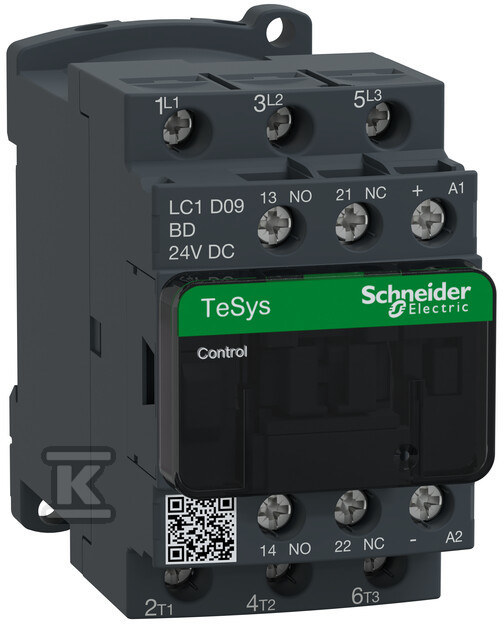 TeSys D AC3 power contactor 9A 3P 1NO - LC1D09BD