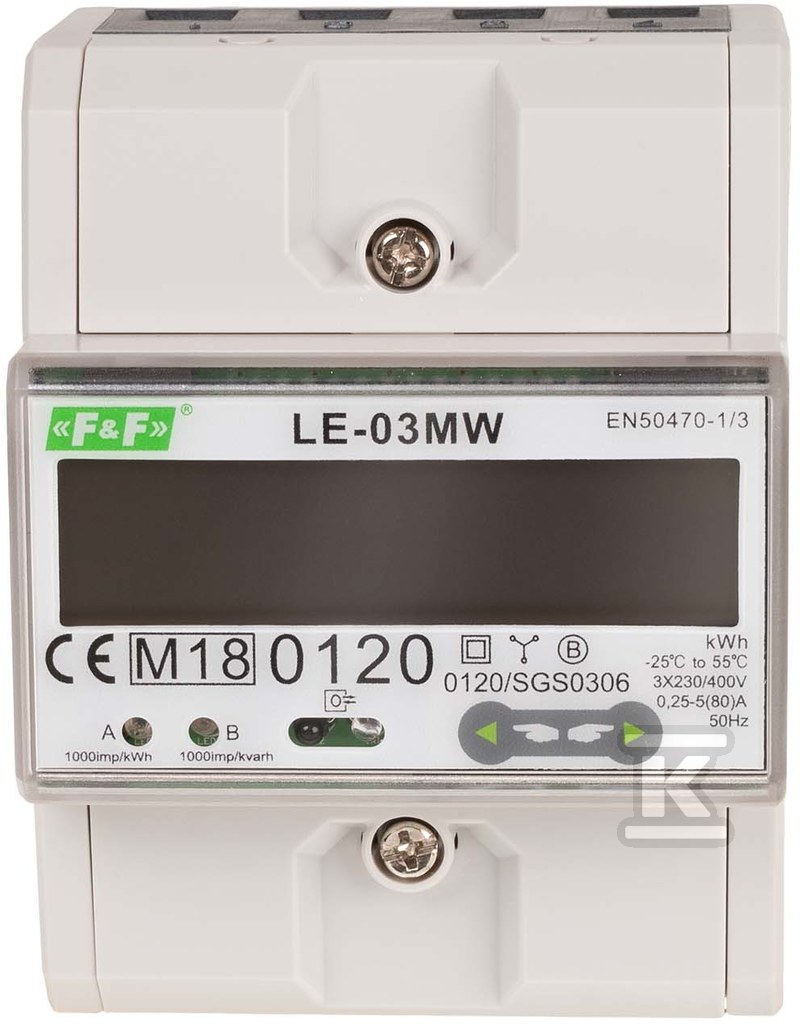 Dvojtarifný elektromer, 3-fázový, - LE-03MW