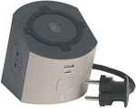 Cablu prelungitor - statie de incarcare: 2x2P+Z, USB A+C, incarcator cu inductie, cu cablu de 2,0 metri 1,5 mm2 - latte/grafit, HELMO