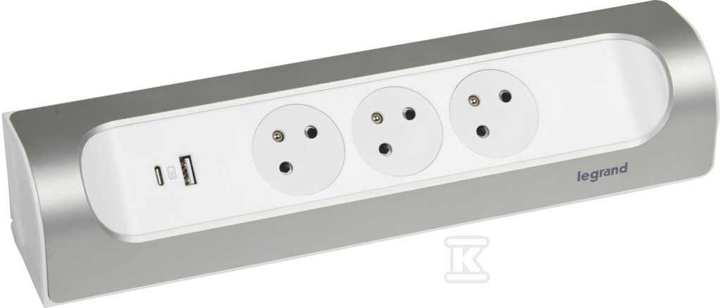 Cablu prelungitor de colț 3x2P+Z, USB - 049409