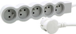 STANDARD extension cord 5x2P+Z, with 1.5 meter cable 3x1.0 mm2 - white/light grey, HELMO