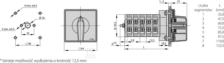 Cam switch 15A, switch to change the - ŁK15-3.8368\P02