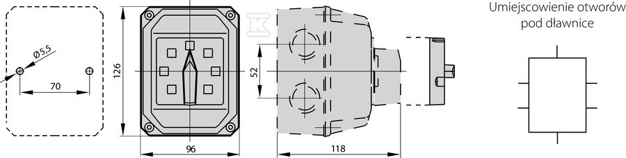 Bütyökkapcsoló 16A, háromfázisú - ŁK16R-4.831\OB2