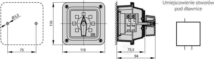 Cam switch 16A, Disconnector 0-1 (2 - - ŁK16R-1.828\OB1ZC