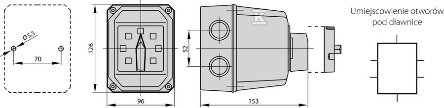 Cam switch 63A, Disconnector 0-1 (3 - - ŁK63-2.8211\OB3