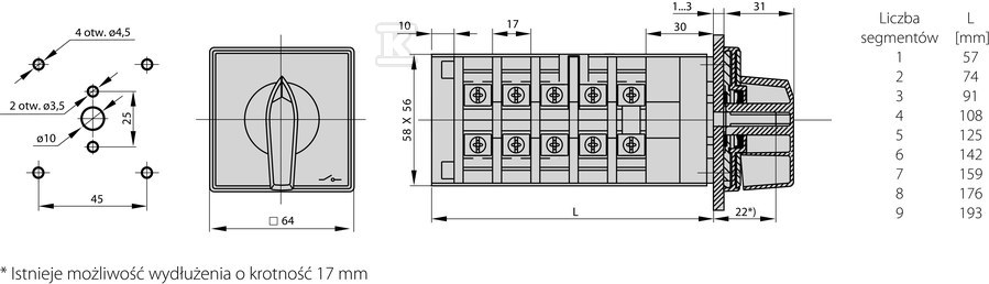 Cam Switch 40A, Dahlander Switch - ŁK40-4.8390\P09