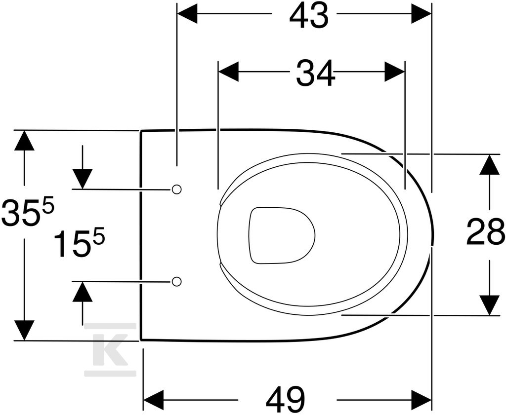 Miska wisząca WC ustępowa Nova Pro - M33128000