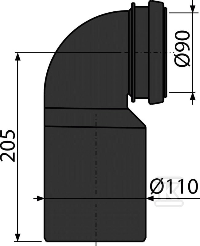 Kolano WC odpływu komplet DN90/110 PP - M906