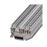 Złączka przelotowa sprężynowa, 3-przyłączowa, 2,5 mm2, 24 A, 800 V, szyna NS 35, szara