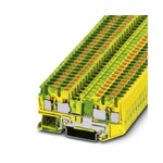 Zacisk przewodu ochronnego, ilość przyłączy: 4, rodzaj przyłącza: zaciski Push-in, przekrój: 0,2 mm2 - 6 mm2, rodzaj montażu: NS 35/7,5, NS 35/15, kolor: zielono-żółty