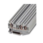 Złączka przelotowa sprężynowa, 3-przyłączowa, 4 mm2, 32 A, 800 V, szyna NS 35, szara