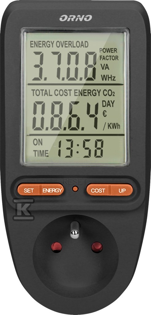 Wattmérő, energia kalkulátor LCD - OR-WAT-435/B