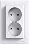 Double socket without earthing, white ASFORA