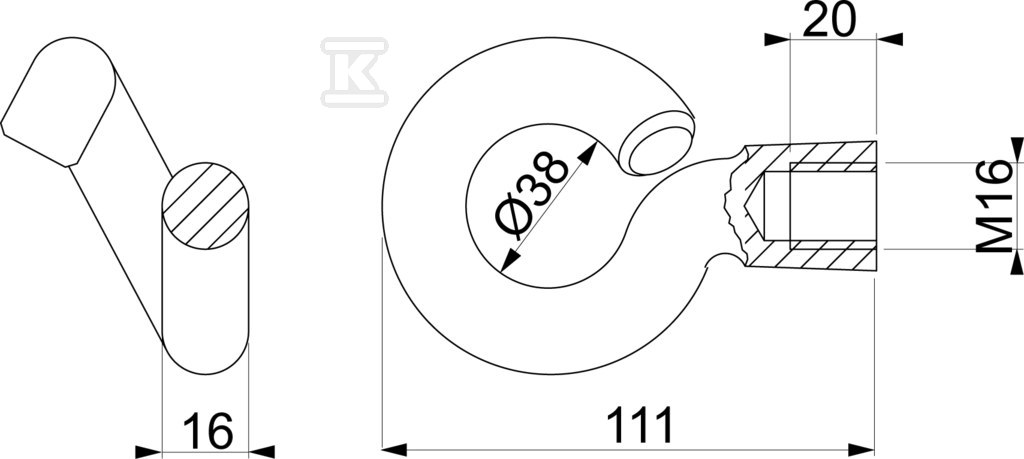 Hak nakrętkowy (M16) PD2.3 - PD2.3