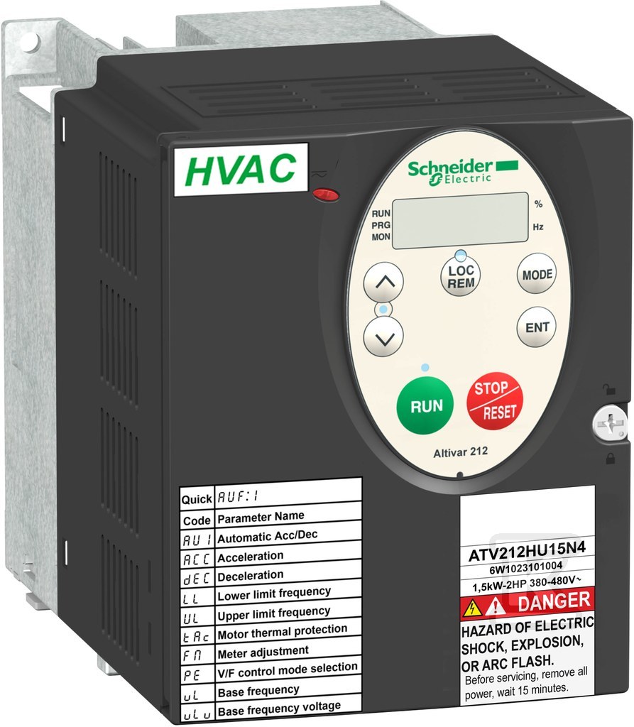 Altivar 212 HVAC 3 ~ 400VAC 2.2kW IP21 - ATV212HU22N4