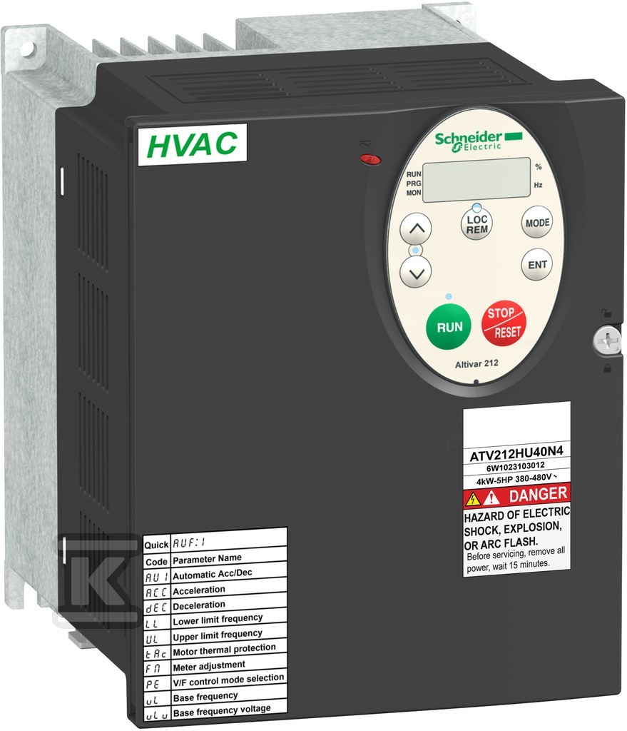 Altivar 212 HVAC 3 ~ 400VAC 5.5kW IP21 - ATV212HU55N4