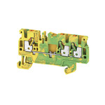 Zacisk PE, PUSH IN, zielony / żółty, 2.5 mm2, 800 V, liczba przyłączeń: 3, liczba poziomów: 1, TS 35, V-0, Wemid, A3C 2.5 PE