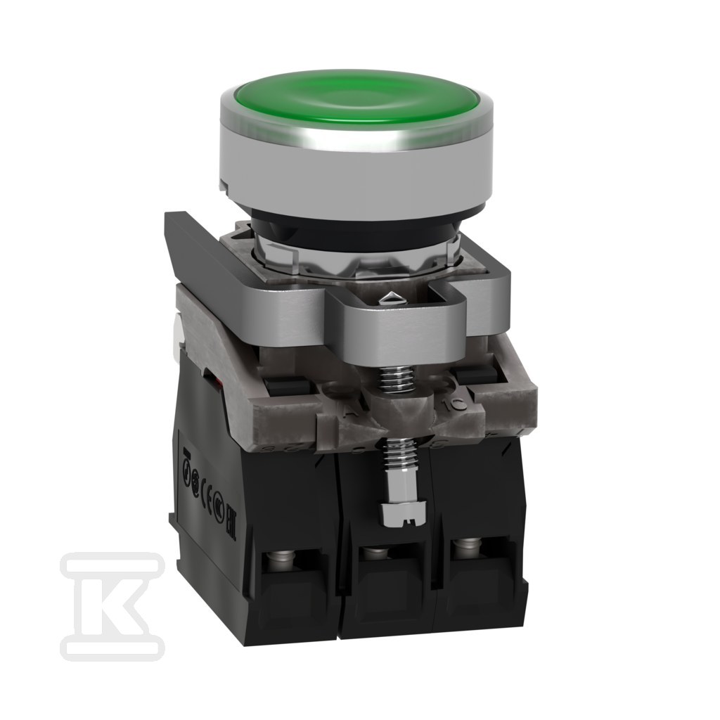 Przycisk płaski zielony LED 230/240V - XB4BW33M5