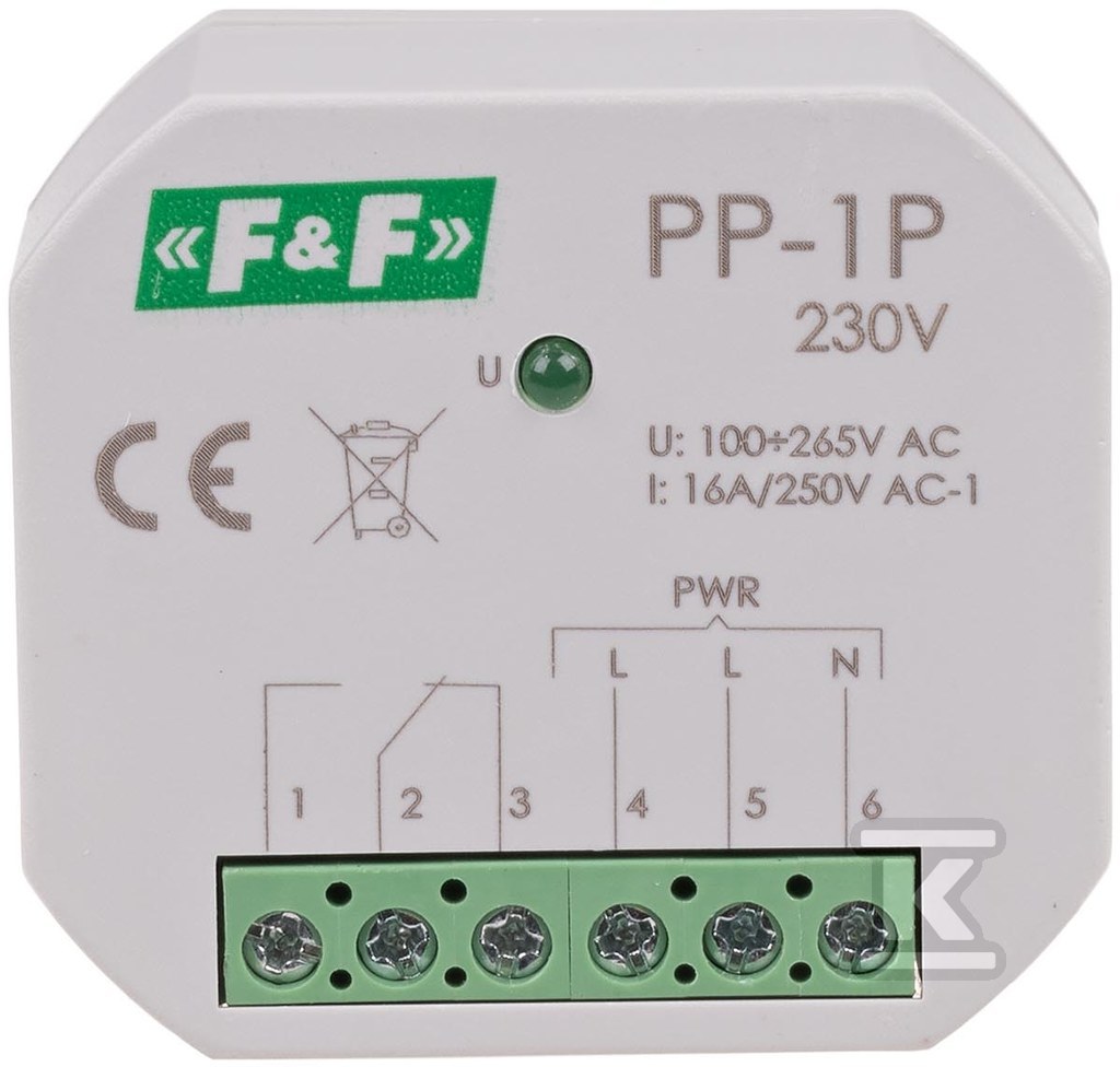 Реле електромагнітне 1П 16А прихованого - PP-1P-230V